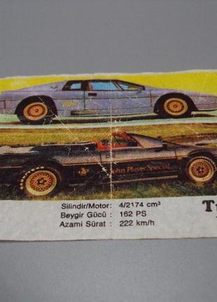 Вкладыш от жвачки turbo 112 lotus esprit 53 машина автомобиль фантик этикетка №17921мя
