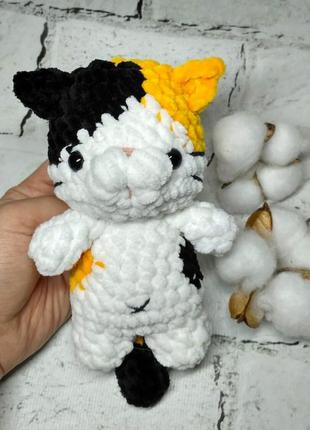 Мягкая игрушка ручной работы вязаная плюшевая котик амигуруми hand made 15 см калико