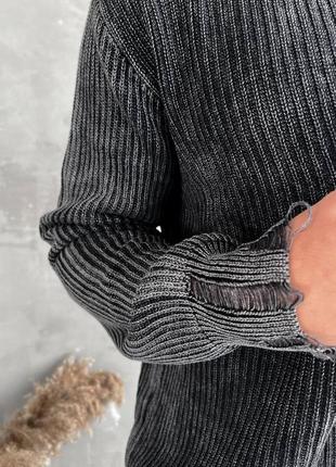 Серый мужской вареный свитер оверсайз