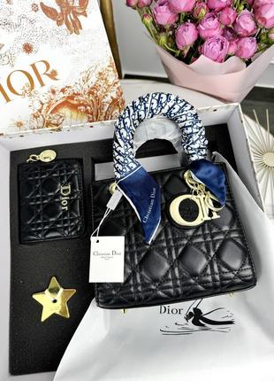 Женская сумка клатч кристиан диор черный dior набор подарочный сумка с кошельком