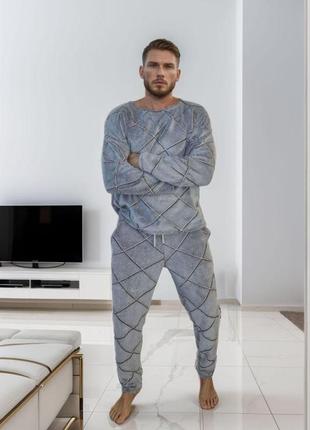 Пижама мужская теплая зимняя королевская шиншилла турция мягкая и приятная к телу