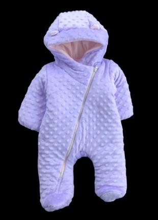 Комбінезон з капюшоном "насолода", плюш, фліс тм "happy tot" (комбінезони демісезонні  (весна, осінь))