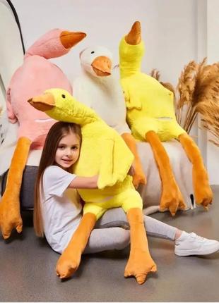Мягкая игрушка подушка гусь обнимусь с пледом 90 см