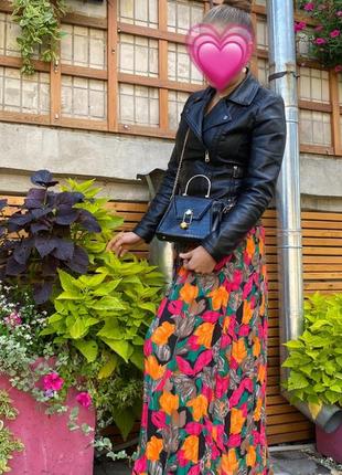 Спідниця плісе максі у квітковий принт