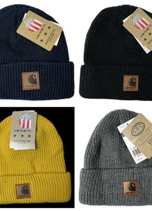 Шапка carhartt черная / серая / желтая / темно синяя