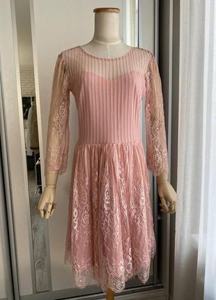 Праздничное кружевное платье, розовое кружевное платье