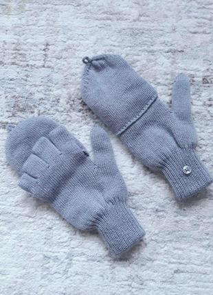 Тёплые, нежные двойные варежки со съёмной верхней частью на тонкую руку, акрил, шерсть