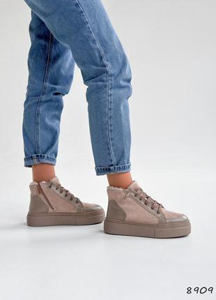 Ботинки женские helly беж, натуральная кожа зима4 фото