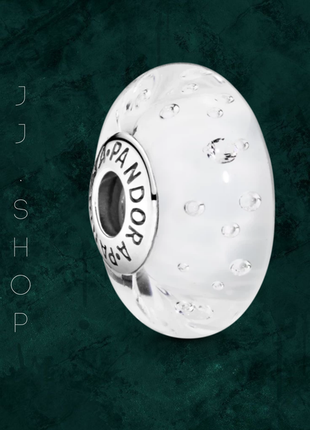 Срібна намистина pandora біле скло
