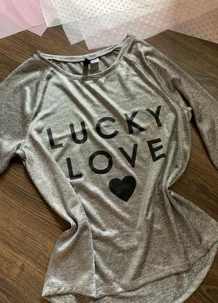 Серая люрекс кофта джемпер футболка с принтом легкая классная h&m divided xs s m