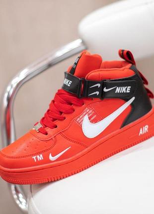 Кросівки чоловічі зимові nike air force 1 mid red
