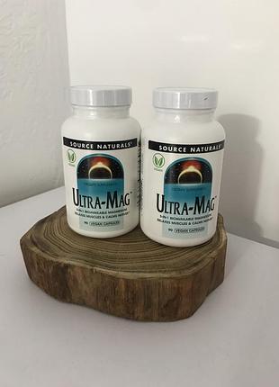 Комплекс з магнієм ultra-mag для дорослих у таблетках, ультрамаг, source naturals, 90 капсул