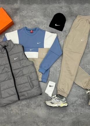 Комплект nike (світшот+штани+жилетка+шапка) truecolor +шкарпетки