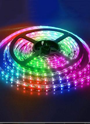 Світлодіодна стрічка smd 5050 rgb led 5 м ip65 з пультом та блоком живлення 220v, 5м, стрічка світлодіодна 5050