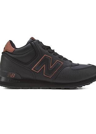 Кроссовки теплые new balance 574 black brown fur