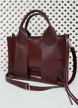 Сумка женская "фиона плюс" натуральная кожа, бургунди глянец