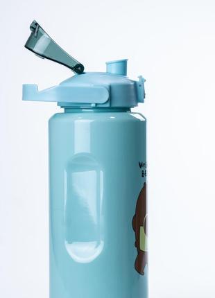 Багаторазова пляшка для води набір 3 в 1 панда з напувалкою та ручкою 0.3(л) 0.7(л) 2(л) м'ятний3 фото