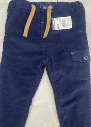 Вельветовые брюки утепленные, штаны зимние для мальчика, штанишки с начесом, вельветовые брюки 86 размер