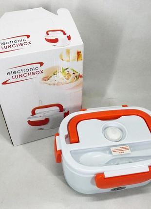 Ланч бокс електричний із підігрівом lunch heater 220v pro, контейнер для їжі з відсіками. je-169 колір: помаранчевий