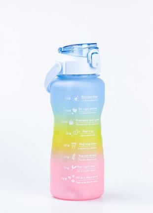Многоразовая бутылка для воды набор 3 в 1 с поилкой радуга 0.3 (л) 0.7 (л) 2 литра синий3 фото