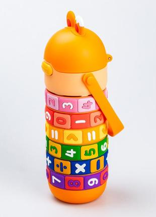 Термос дитячий 430 (мл) інтерактивний розвиваючий з цифрами 24 (см) з ручкою та з трубочкою помаранчевий4 фото