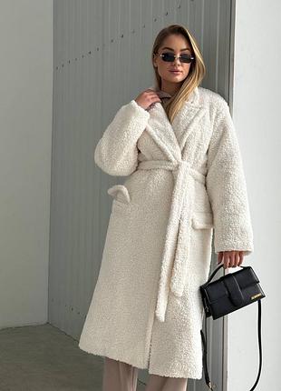 Шуба пальто с поясом зима молоко серое беж черное с утеплением