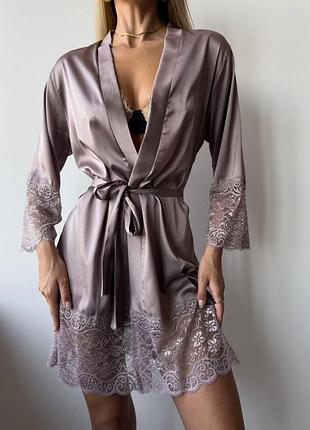 Женский халат с кружевом 1224