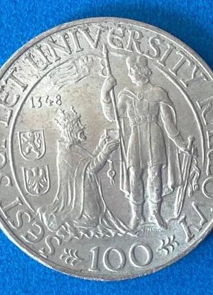 Монета чехословакии 100 крон 1948 г.
