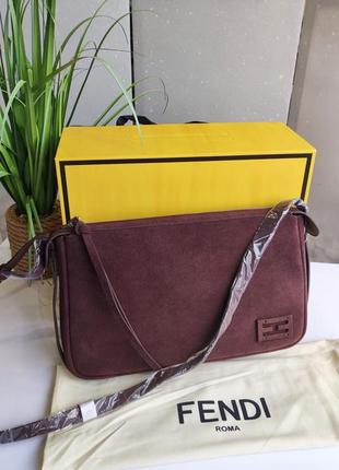 Сумка в стиле fendi (фенди) замшевая, цвет шоколадный 😊🌹