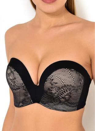 Легендарний чорний  мережевний бюстгальтер балконет wonderbra