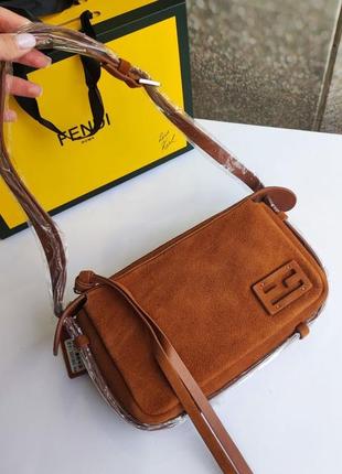 Сумка в стиле fendi (фенди) замшевая, цвет  рыжий 😊🌹