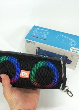 Портативна колонка tg642 з rgb підсвічуванням та ремінцем, акумуляторна колонка для музики. колір: чорний
