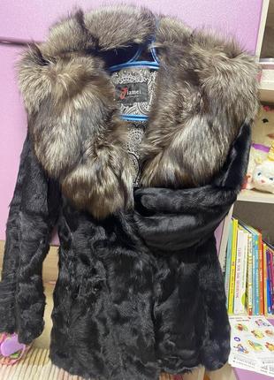 Шуба из кролика и чернобурки