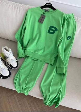 Костюм свитшот джоггеры двойка под balenciaga салатовый