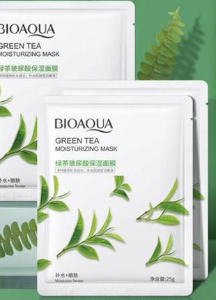 Тканинна маска для обличчя bioaqua green tea moisturizing mask із екстрактом зеленого чаю 25 г