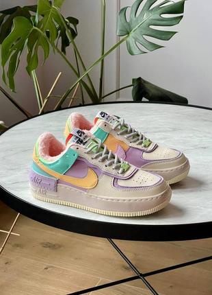 Кросівки зимові canary nike women air max black pink teal purple blue shadow pale ivory fur ❄️