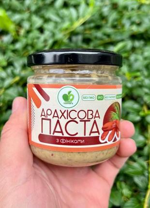 Арахисовая паста классическая с фиником 200 грамм "ложка здоровья", ореховая паста, арахис