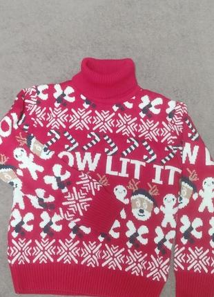 Кофтинка-гольфик новогодний принт на 7-8рочков.турция.