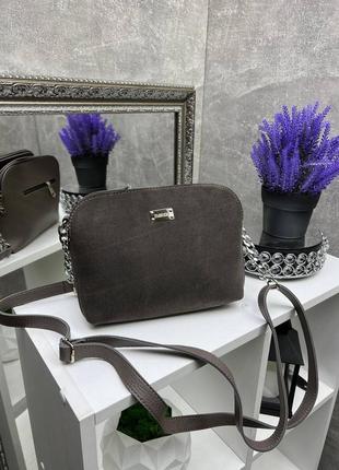 Жіноча стильна та якісна сумка з натуральної замші та еко шкіри капучіно