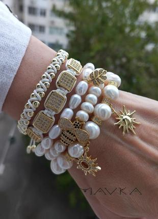 Моно-сет из 5 браслетов "жемчуг жемчуг жемчуга"