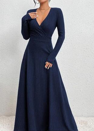 Длинное платье в рубчик m l на рост 170+