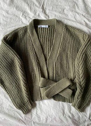 Теплый вязаный кардиган zara