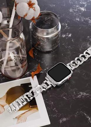 Металлический браслет ремешок  chain для apple watch 38 / 40 / 41mm silver