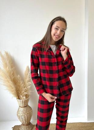 Фланелева піжама бавовна кольори: білий (f01ws), чорний (f02ws) f71p f71p+ f01ws