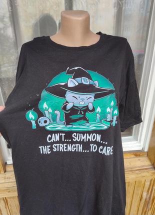 Крутяцкая хлопковая футболка с принтом "котик-колдов"4 фото