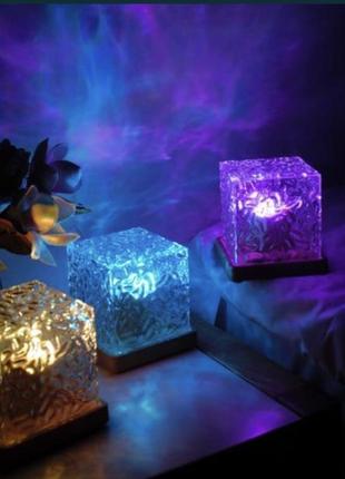 Нічник led лампа куб з проекцією води.атмосферне освітлення. 16 colors
