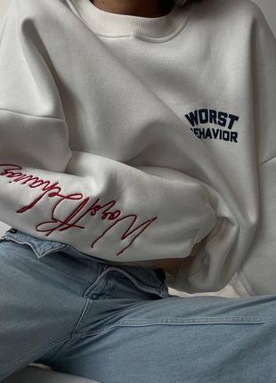 Женский свитшот с вышивкой на флисе 😇