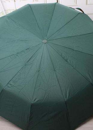Женский стильный и качественный зонт автомат на 12 спиц зеленый