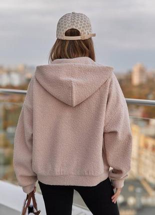 Кофта худи на молнии с капюшоном букле баранец 7