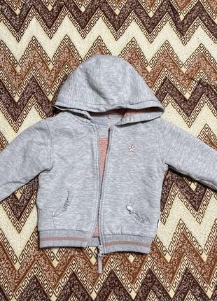 Кофта primark серая на застежку, очень теплая, размер до 98-104 см, 3-4 года